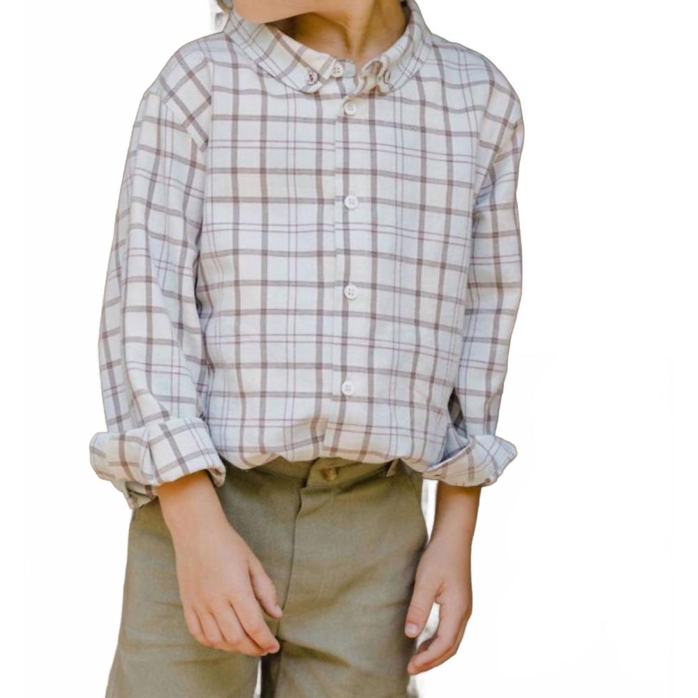 NEW BAYBALA grayson button down shirt in powder plaid